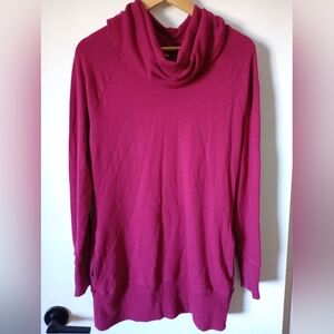 Merona Fuchsia Cowl Neck Cotton Blend Tunic Style Top With Pockets Size Medium
